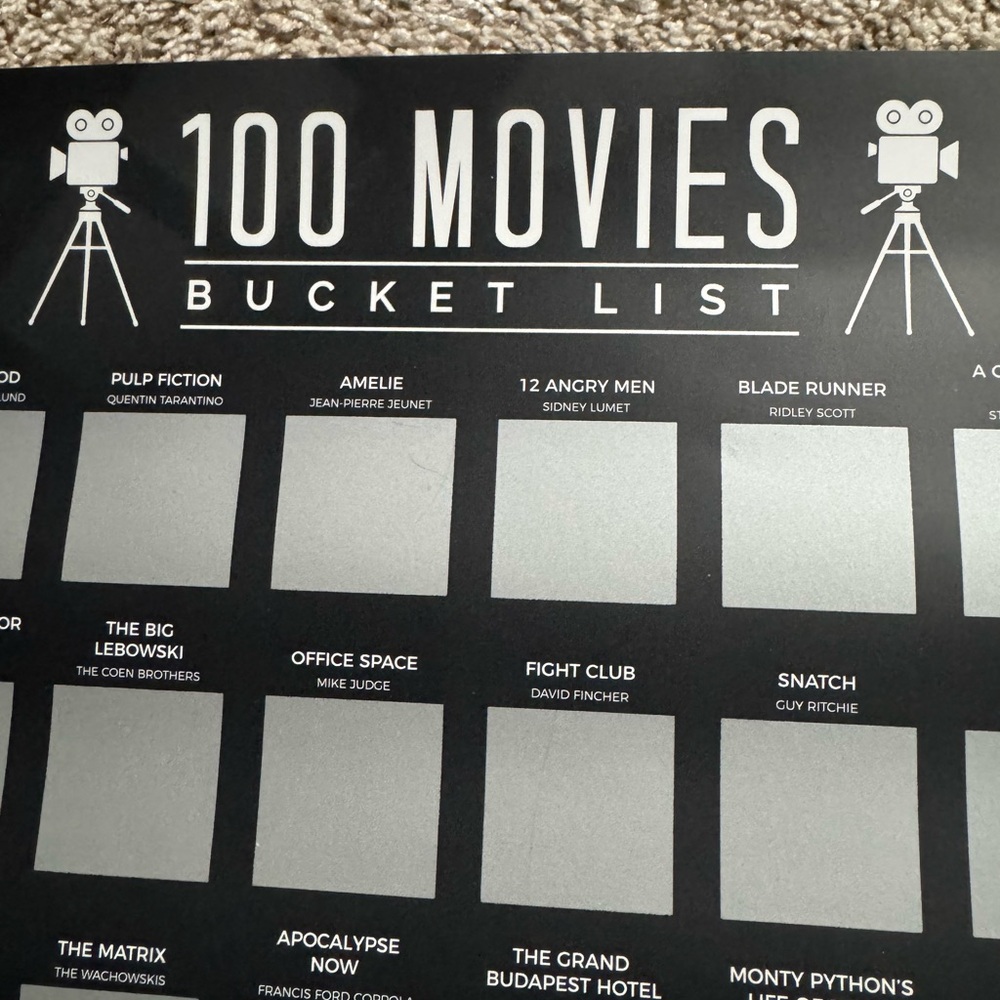 100 Movies Bucket List Scratch-Off Poster by Gift Republic (2017-2018 printing)
